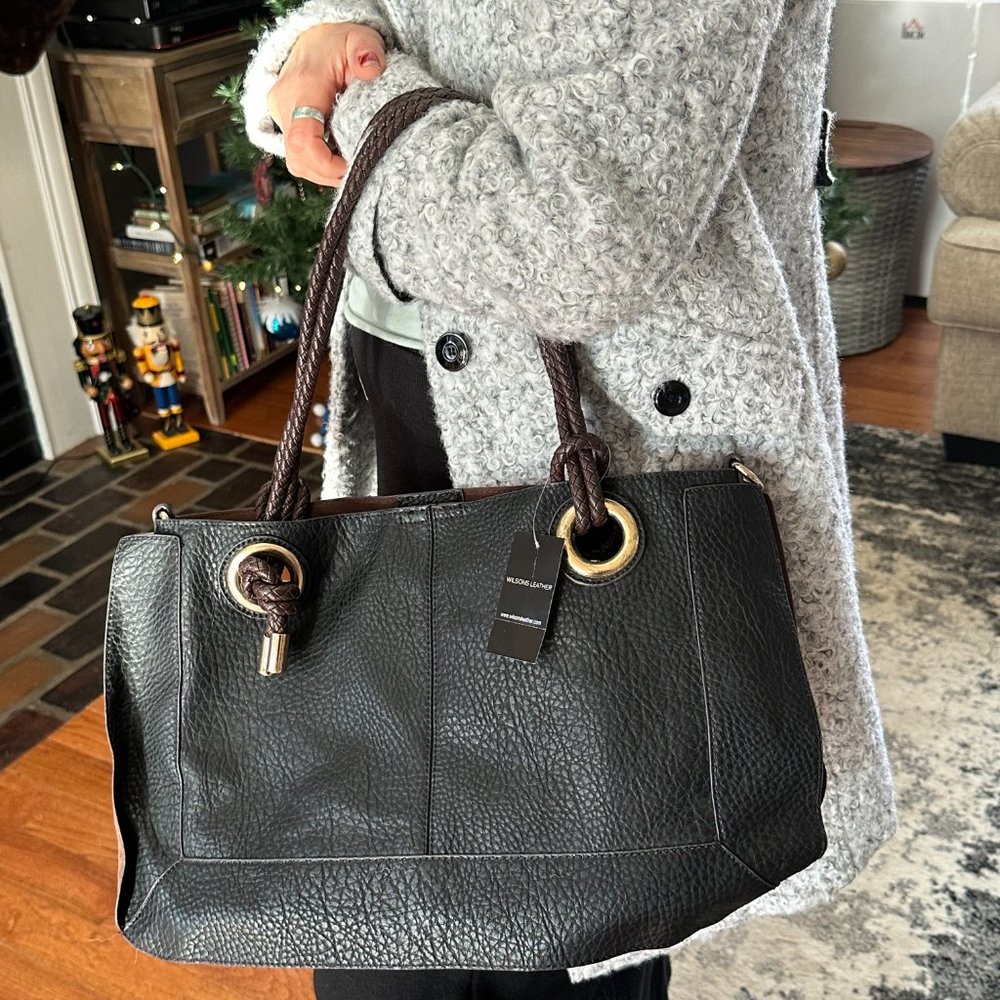 Leather/Flux Handbag with small Pouch Bag - New w/Tags